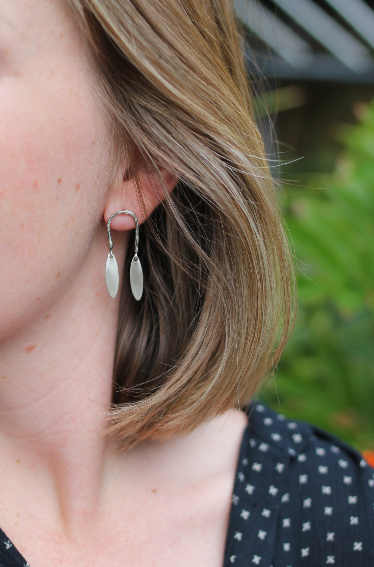 Asymmetrical Twig Reflection Earrings