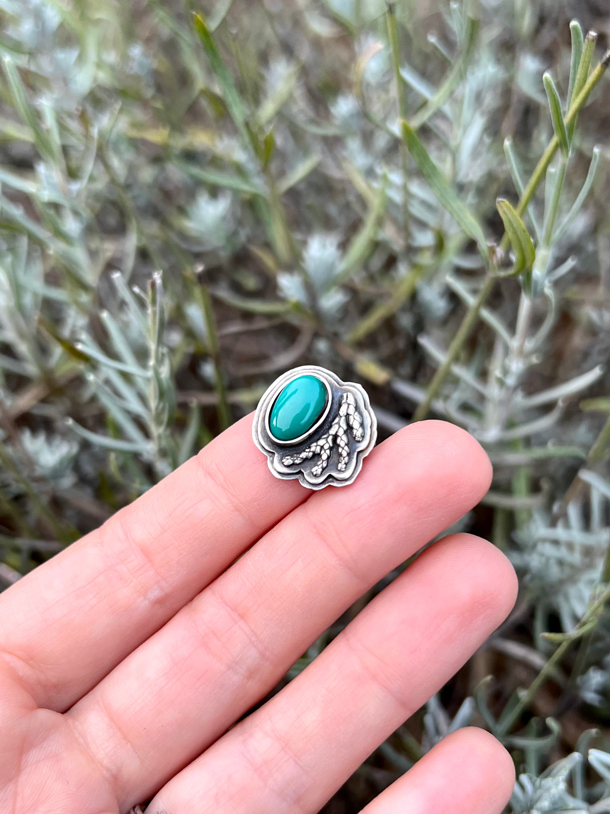 Botanical Ring or Pendant (Fox Turquoise) - Made to Order