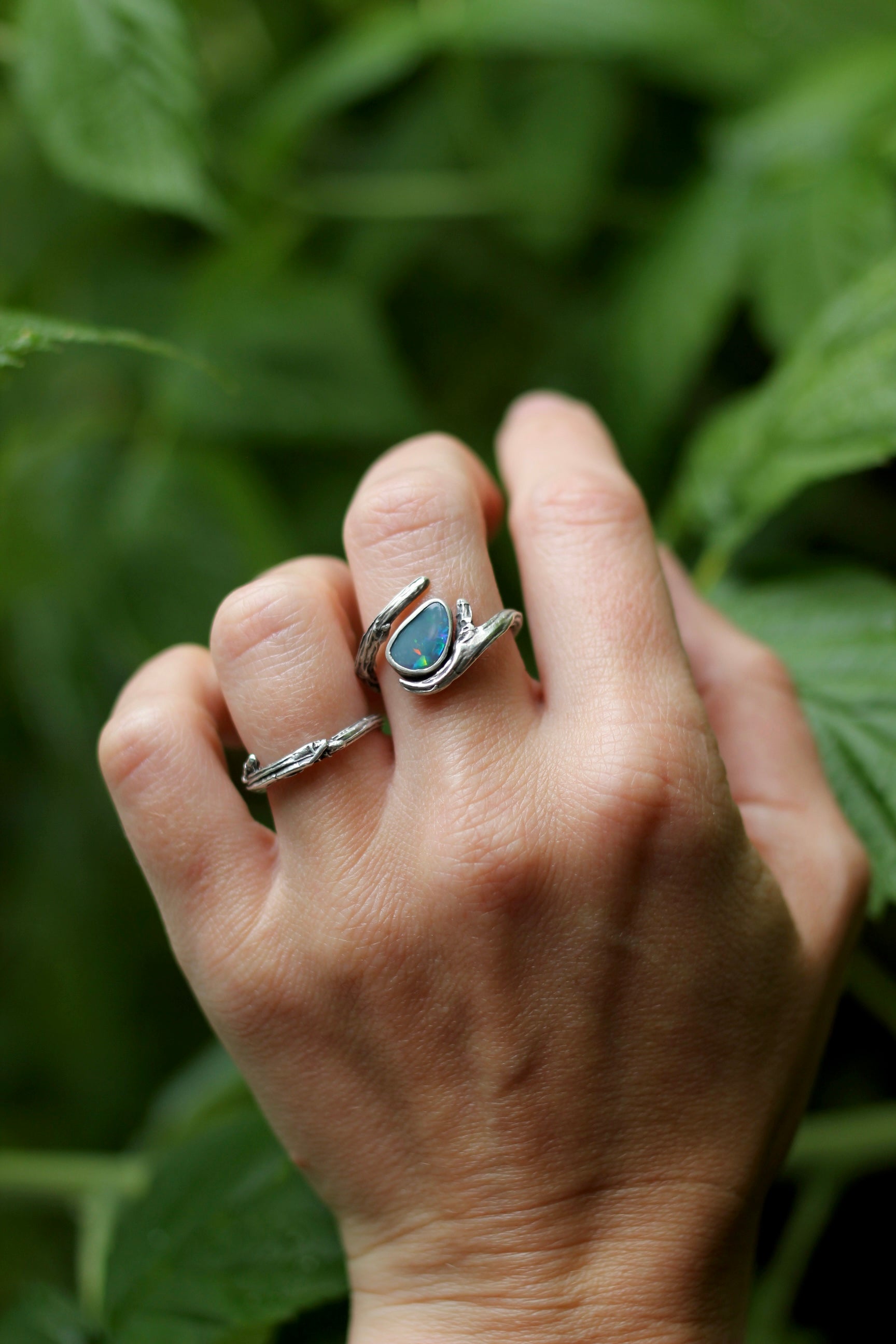 Twig Wrap Ring - Size 6-7.5 - Australian Opal