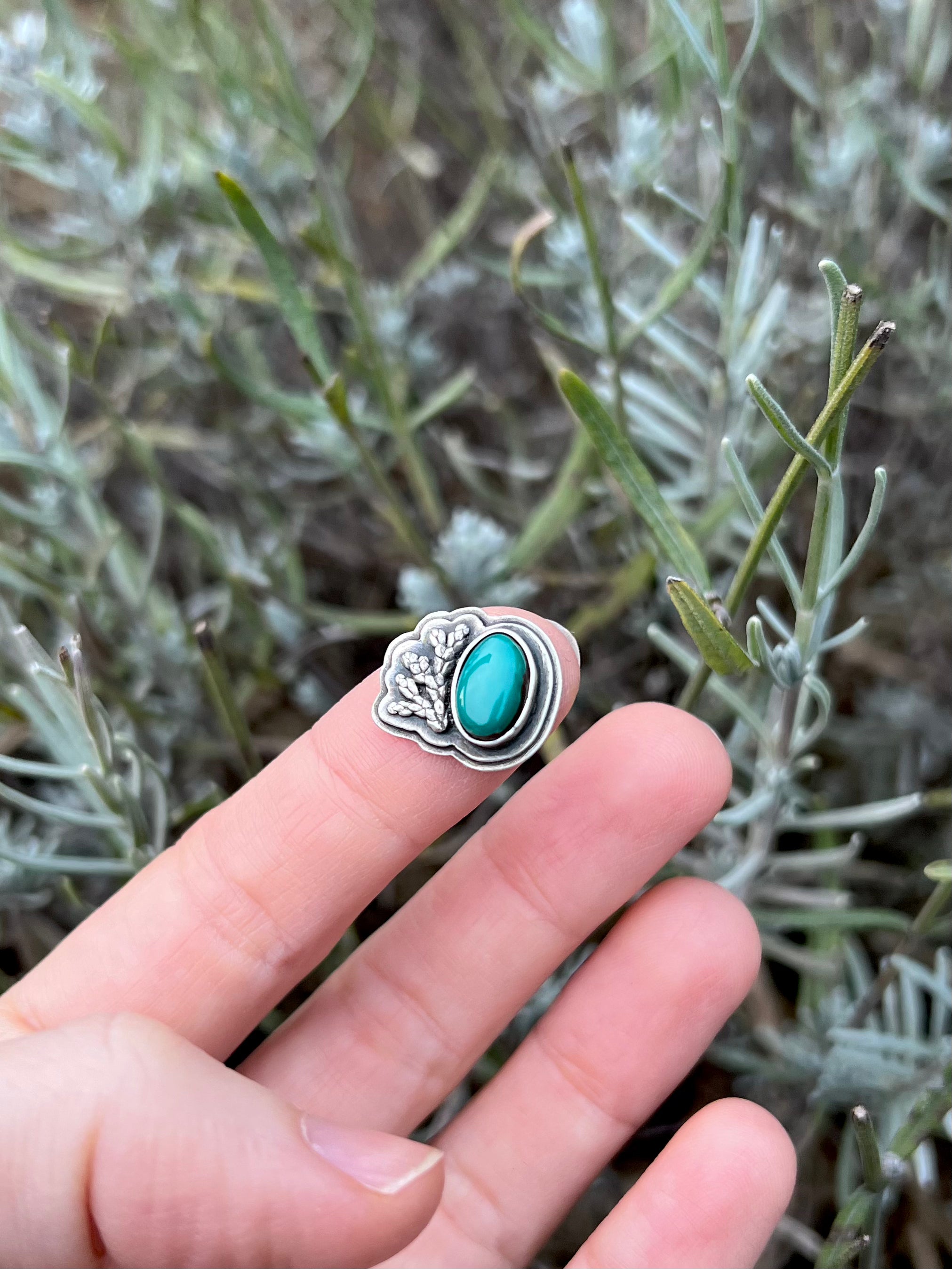 Botanical Ring or Pendant (Fox Turquoise) - Made to Order