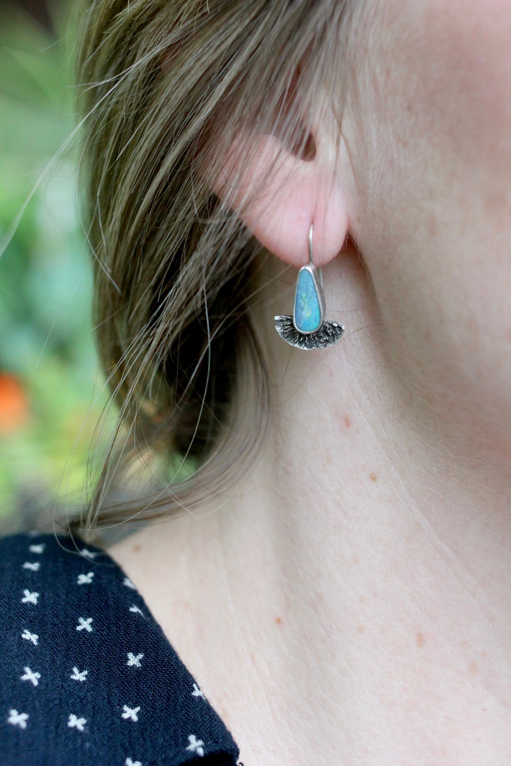 Forest Floor Drop Earrings - Australian Opal