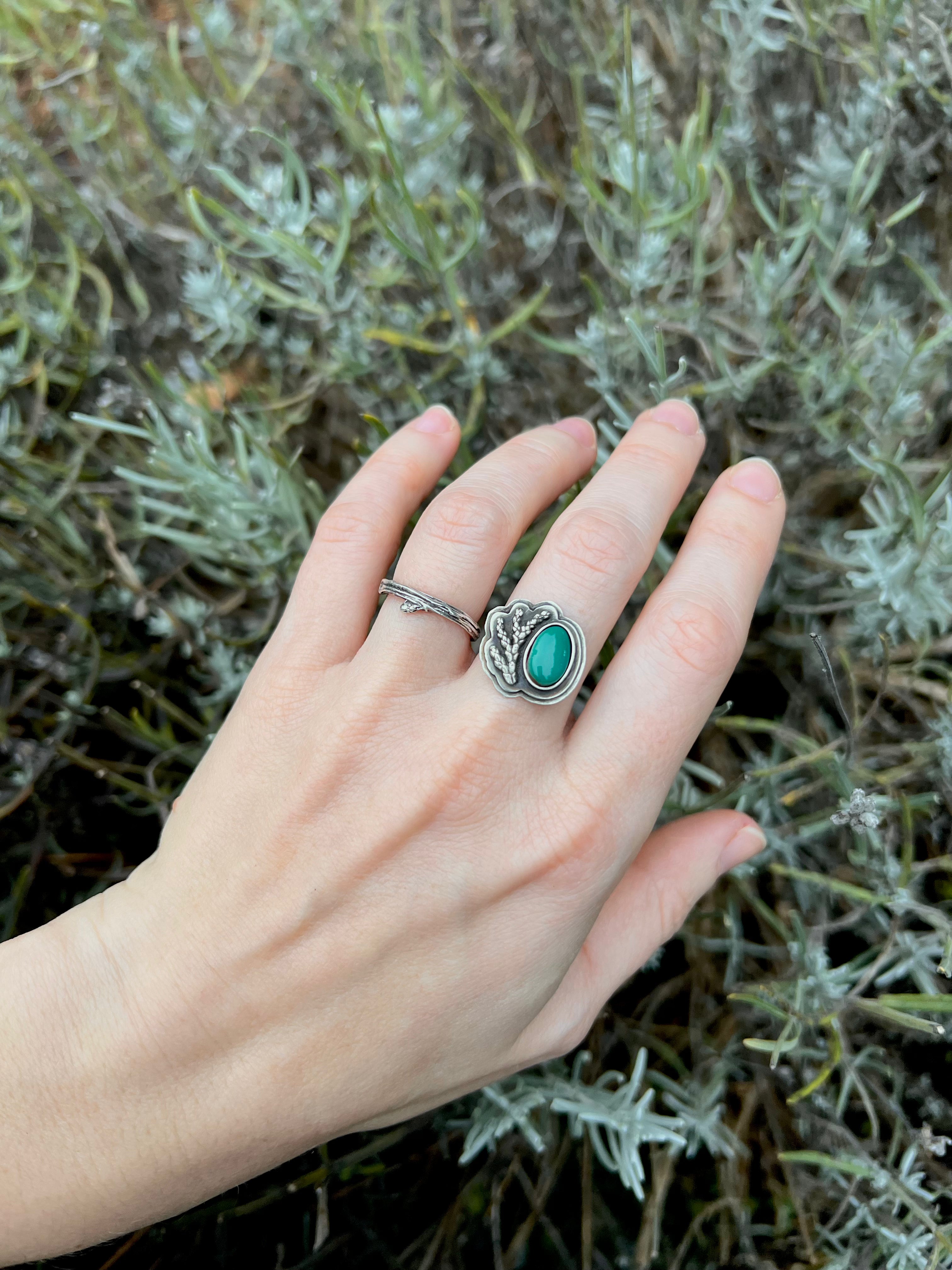 Botanical Ring or Pendant (Fox Turquoise) - Made to Order