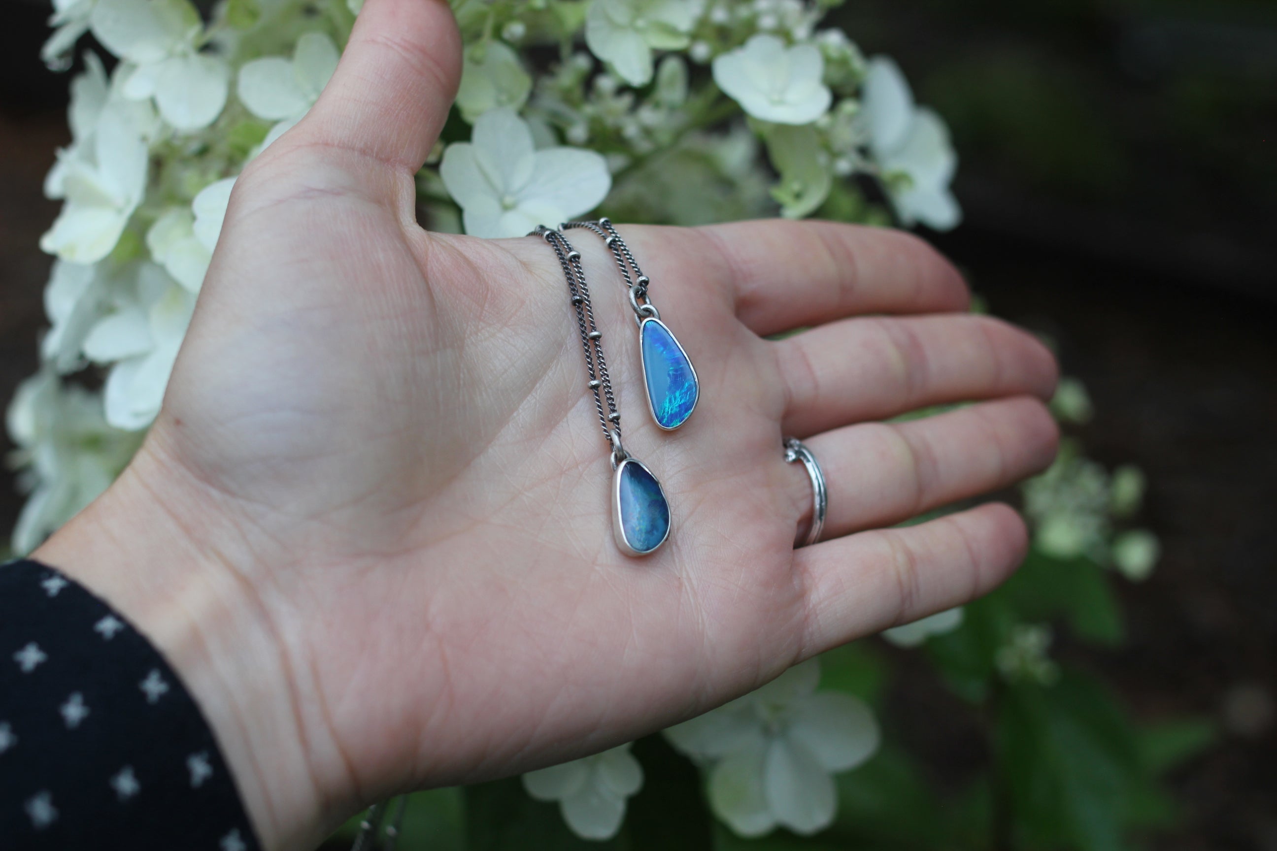 Botanical Drop Pendants - Australian Opal