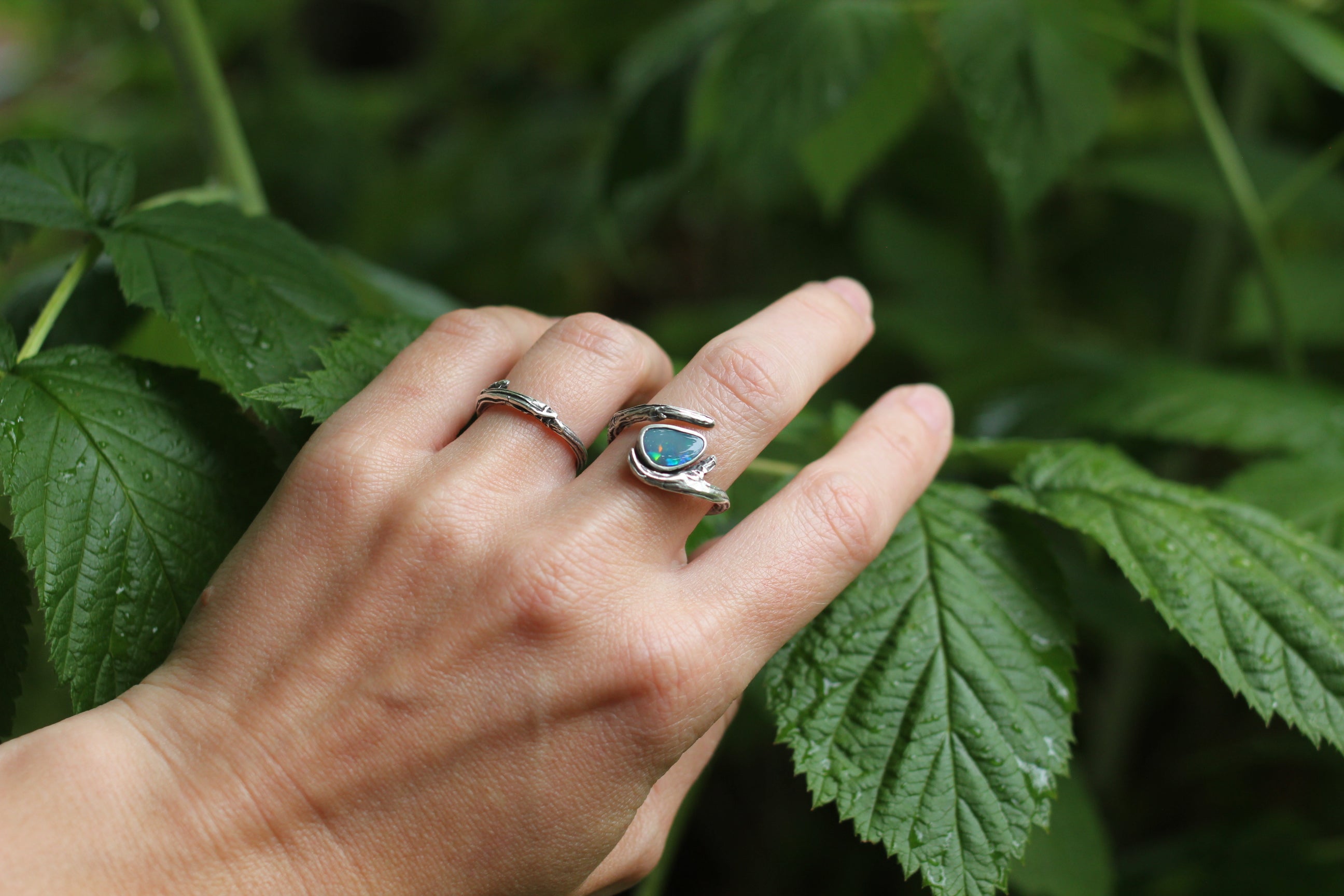 Twig Wrap Ring - Size 6-7.5 - Australian Opal