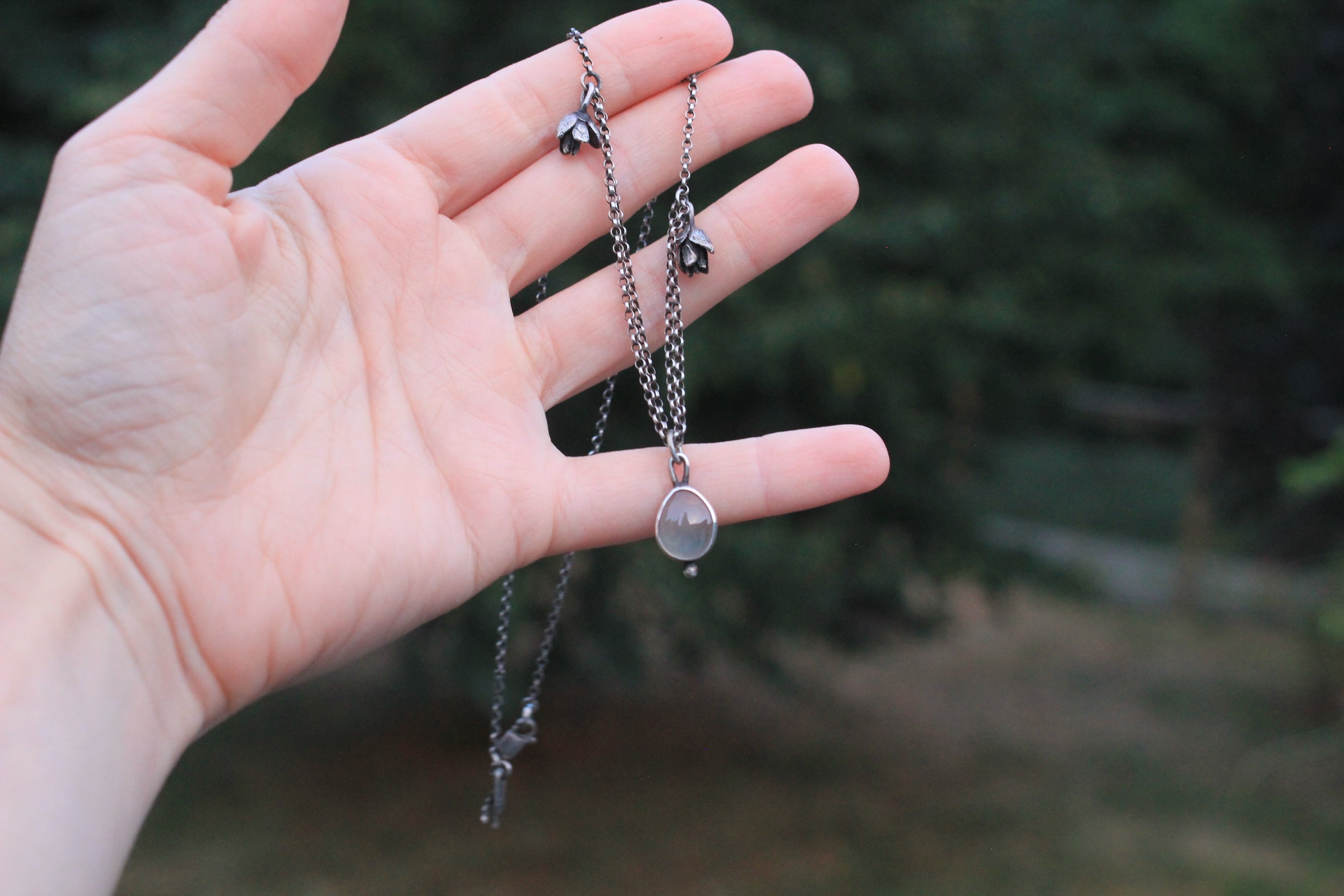 Prehnite Twin Cedar Cone Necklace