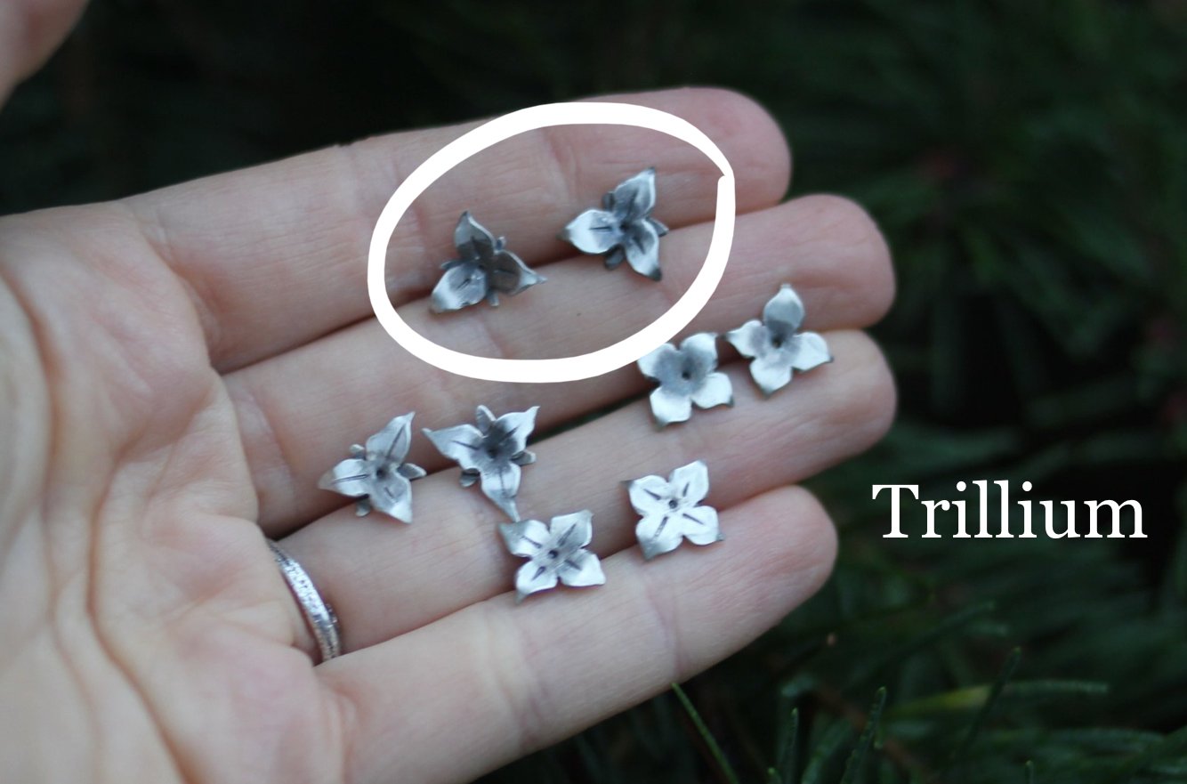 Dogwood & Trillium Studs (Made to Order)