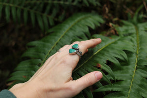 Twin Peaks Ring with Fox Turquoise - Size 6