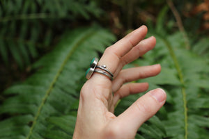 Twin Peaks Ring with Fox Turquoise - Size 6